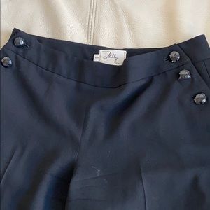 Milly black wide leg pants with buttons size 6